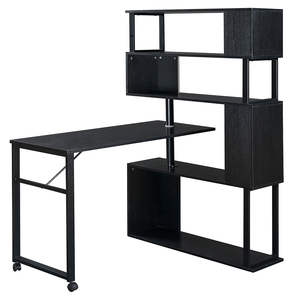 5-Tier L-Shaped Rotating Desk with Lockable Casters