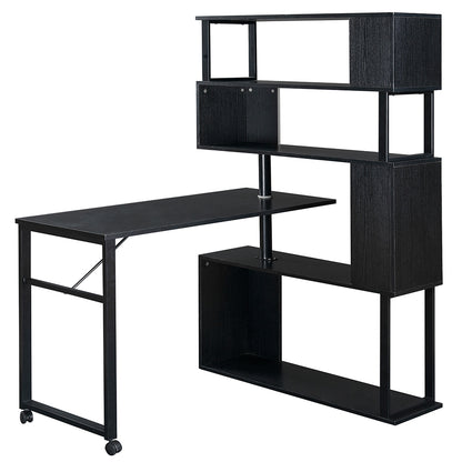 5-Tier L-Shaped Rotating Desk with Lockable Casters