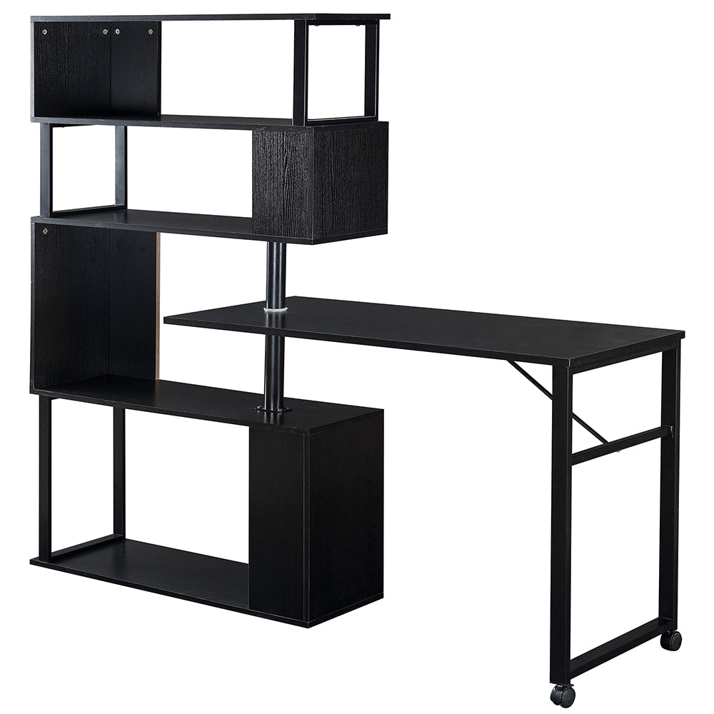 5-Tier L-Shaped Rotating Desk with Lockable Casters