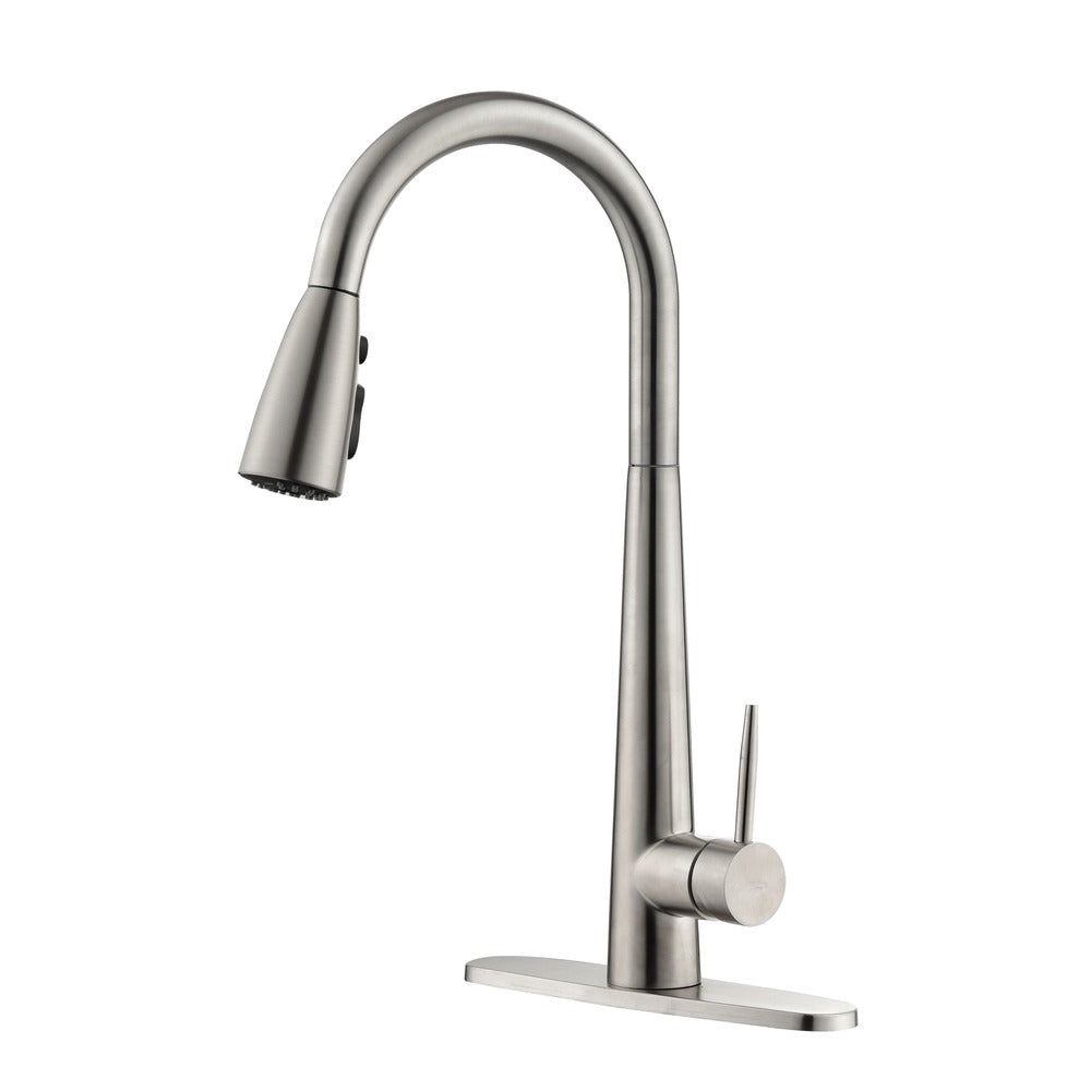 Brushed Nickel Kitchen Faucet Single Handle Pull Down Sprayer