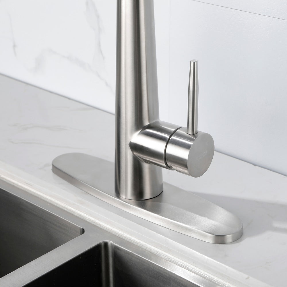 Brushed Nickel Kitchen Faucet Single Handle Pull Down Sprayer