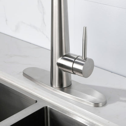 Brushed Nickel Kitchen Faucet Single Handle Pull Down Sprayer