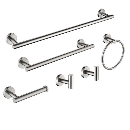 6 Piece Stainless Steel Bathroom Towel Rack Set Wall Mount