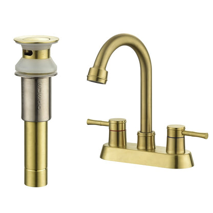 Brushed Gold 4" 2-Handle Centerset Bathroom Faucet
