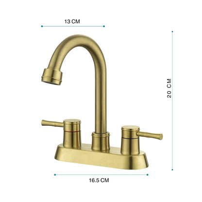 Brushed Gold 4" 2-Handle Centerset Bathroom Faucet