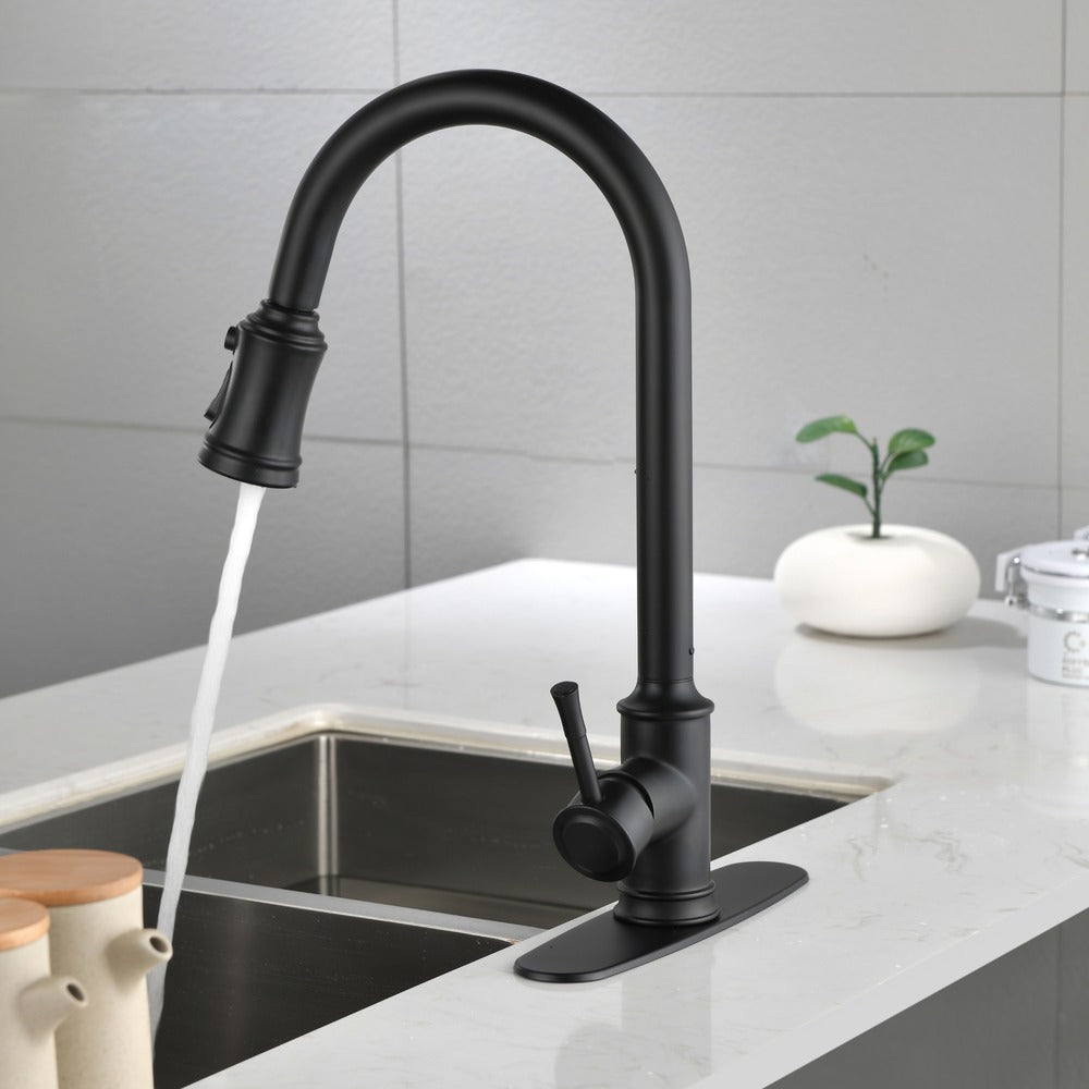 High Arc Single Handle Pull Out Kitchen Faucet Stainless Steel with Pull Down Sprayer