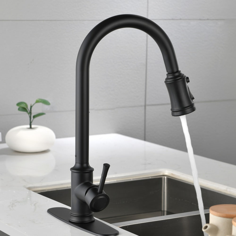 High Arc Single Handle Pull Out Kitchen Faucet Stainless Steel with Pull Down Sprayer