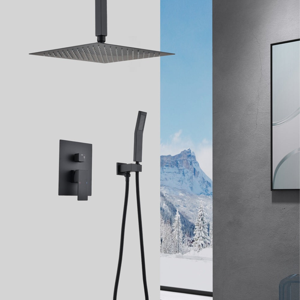Ceiling Mounted Shower System with Handheld 12in Head