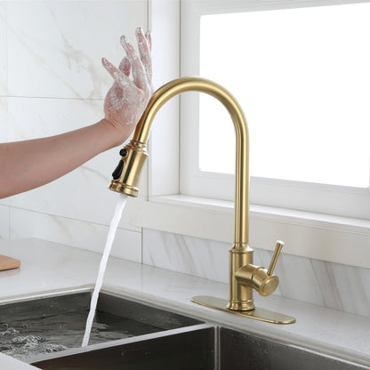 High Arc Pull Out Kitchen Faucet Stainless Steel