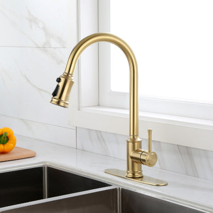 High Arc Pull Out Kitchen Faucet Stainless Steel