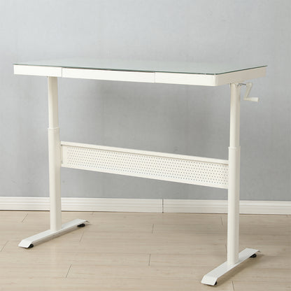 48x24 Inch Tempered Glass Standing Desk with Drawer