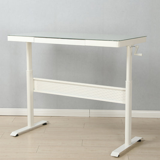 48x24 Inch Tempered Glass Standing Desk with Drawer