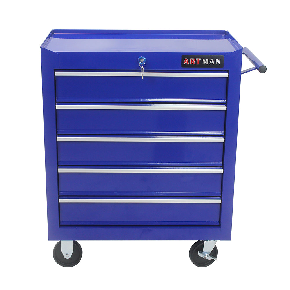 5-Drawer Multi-Functional Tool Cart with Wheels - Blue