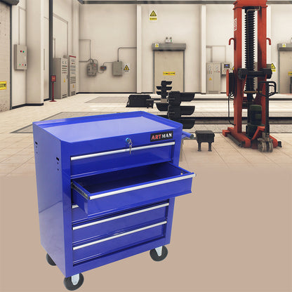 5-Drawer Multi-Functional Tool Cart with Wheels - Blue