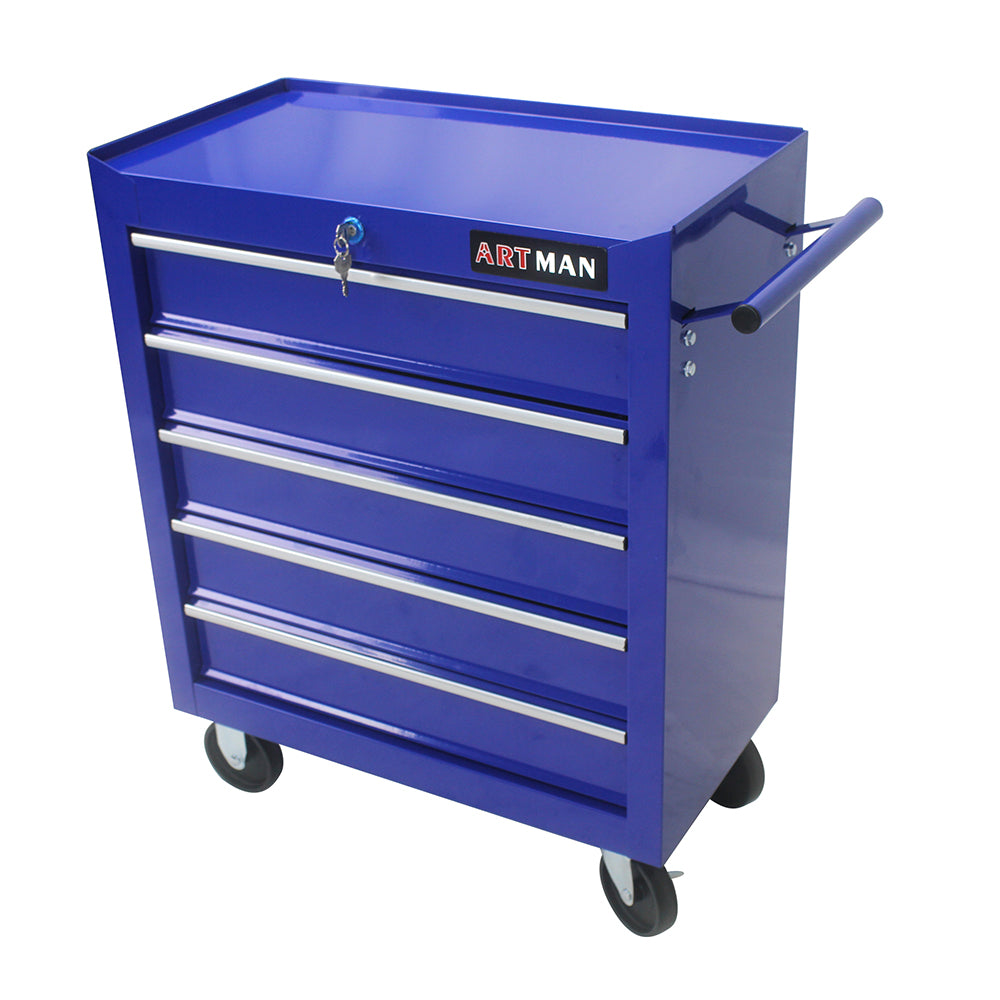 5-Drawer Multi-Functional Tool Cart with Wheels - Blue