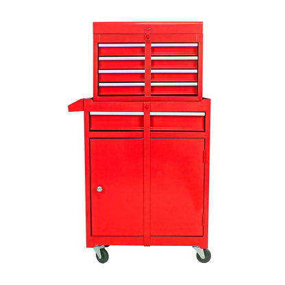 5-Drawer Tool Chest with Detachable Cabinet & Adjustable Shelf - Red