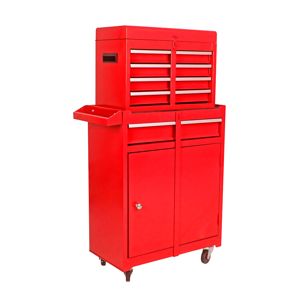 5-Drawer Tool Chest with Detachable Cabinet & Adjustable Shelf - Red