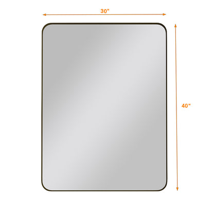 30x40 Inch Rectangular Metal Framed Wall Mirror -  Black