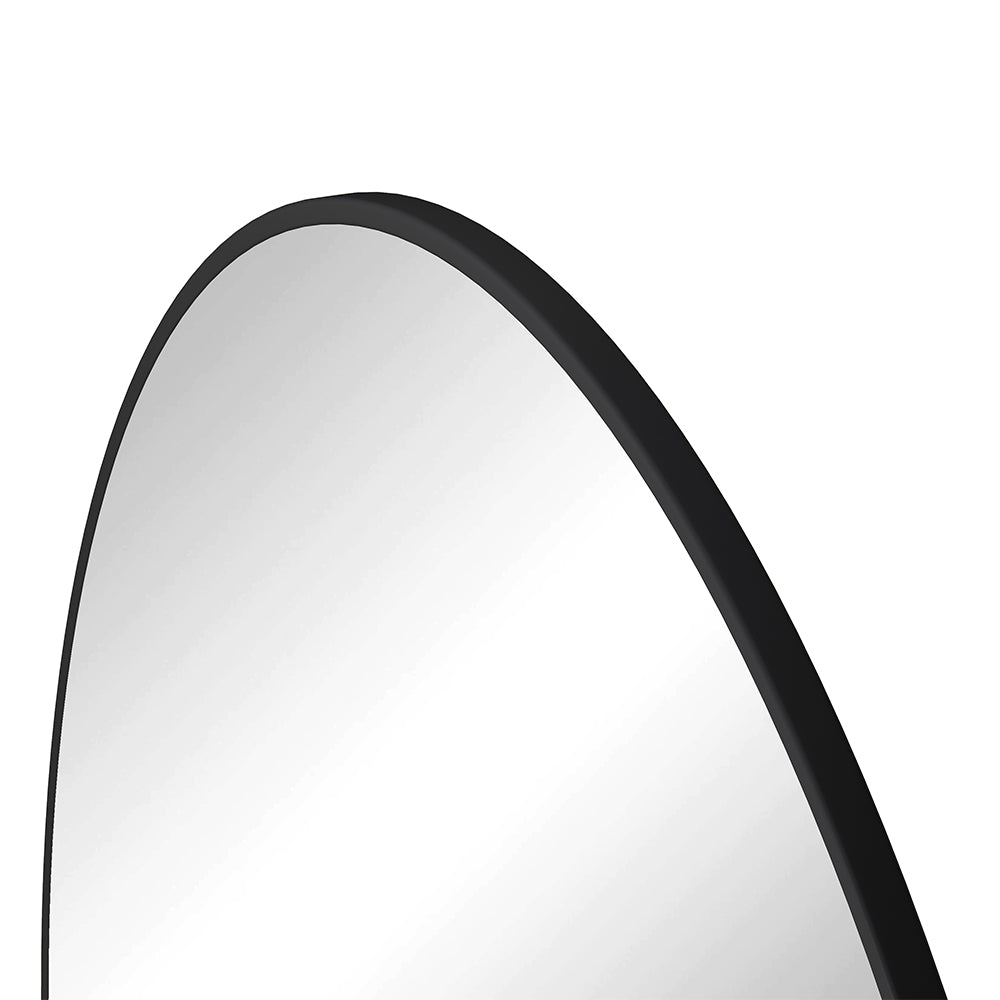 39-Inch Round Metal Framed Mirror - Black