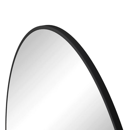 39-Inch Round Metal Framed Mirror - Black