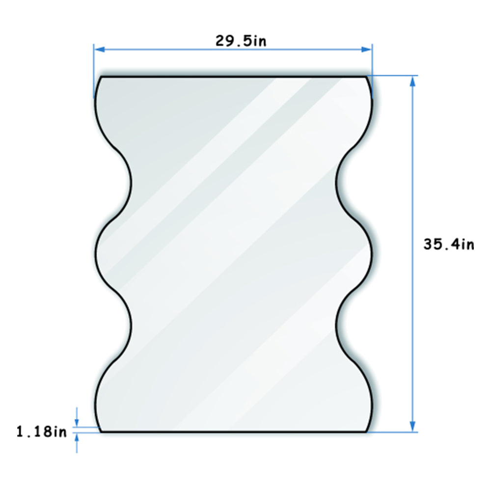 30x35" Black Rectangular Mirror with Wavy Sides - Metal Frame