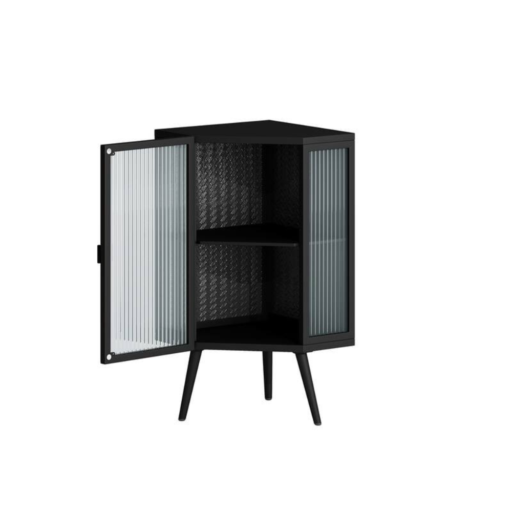 Stylish 22.25 Corner Cabinet with Tempered Glass Door