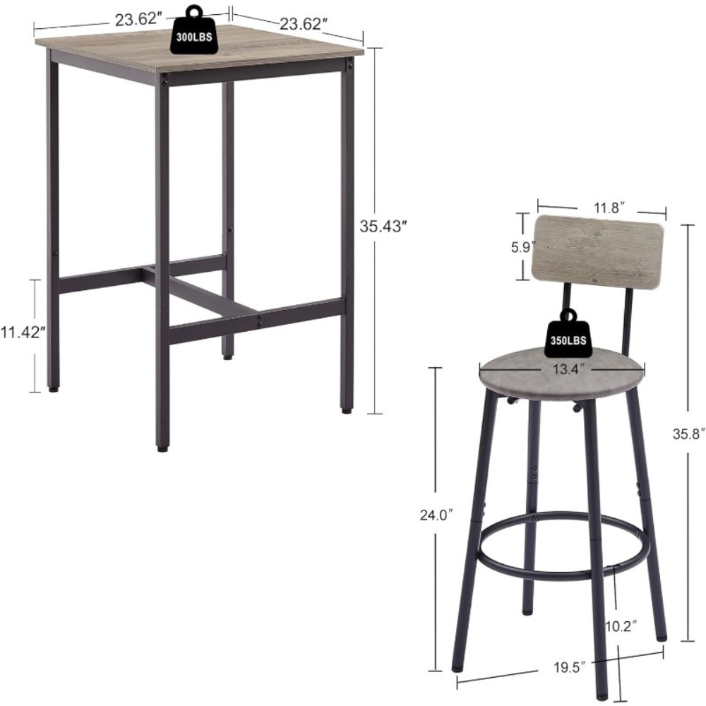 Modern Bar Table Set with 2 Bar Stools