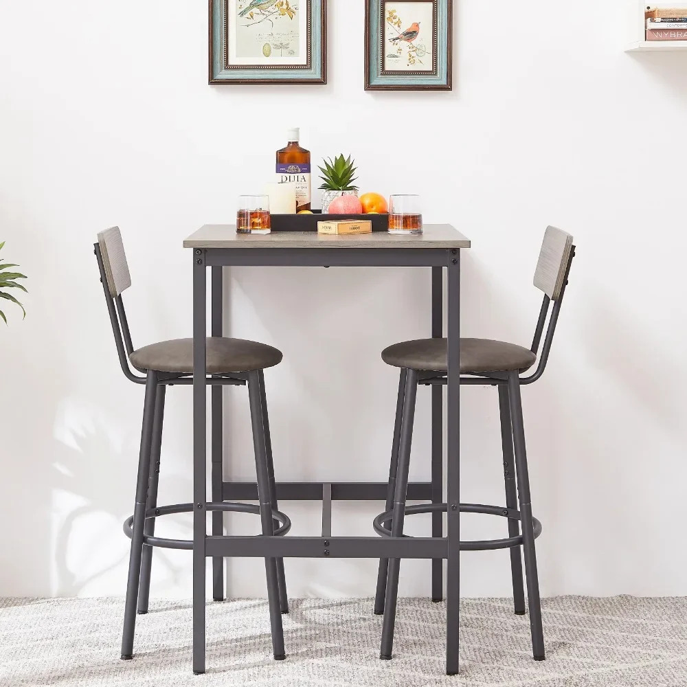 Modern Bar Table Set with 2 Bar Stools