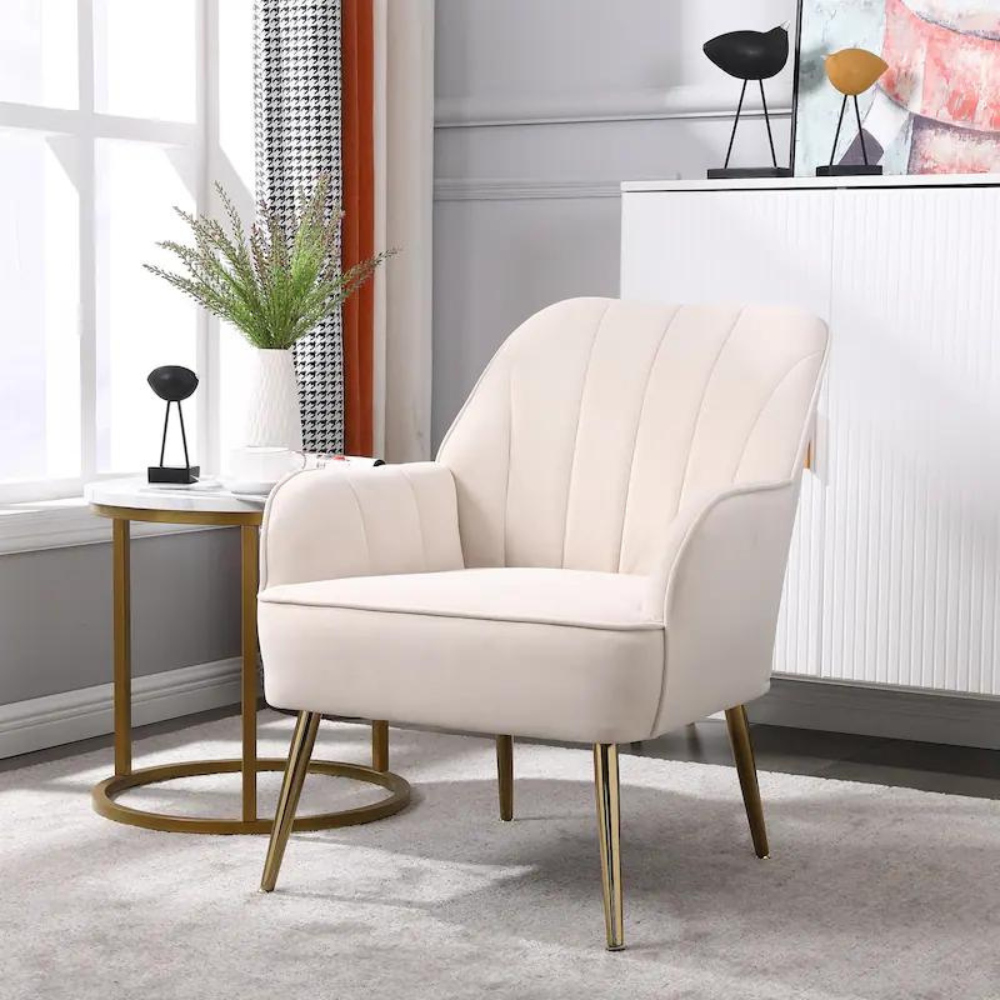 Mid Century Velvet Sherpa Armchair