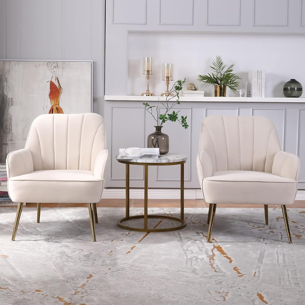 Mid Century Velvet Sherpa Armchair