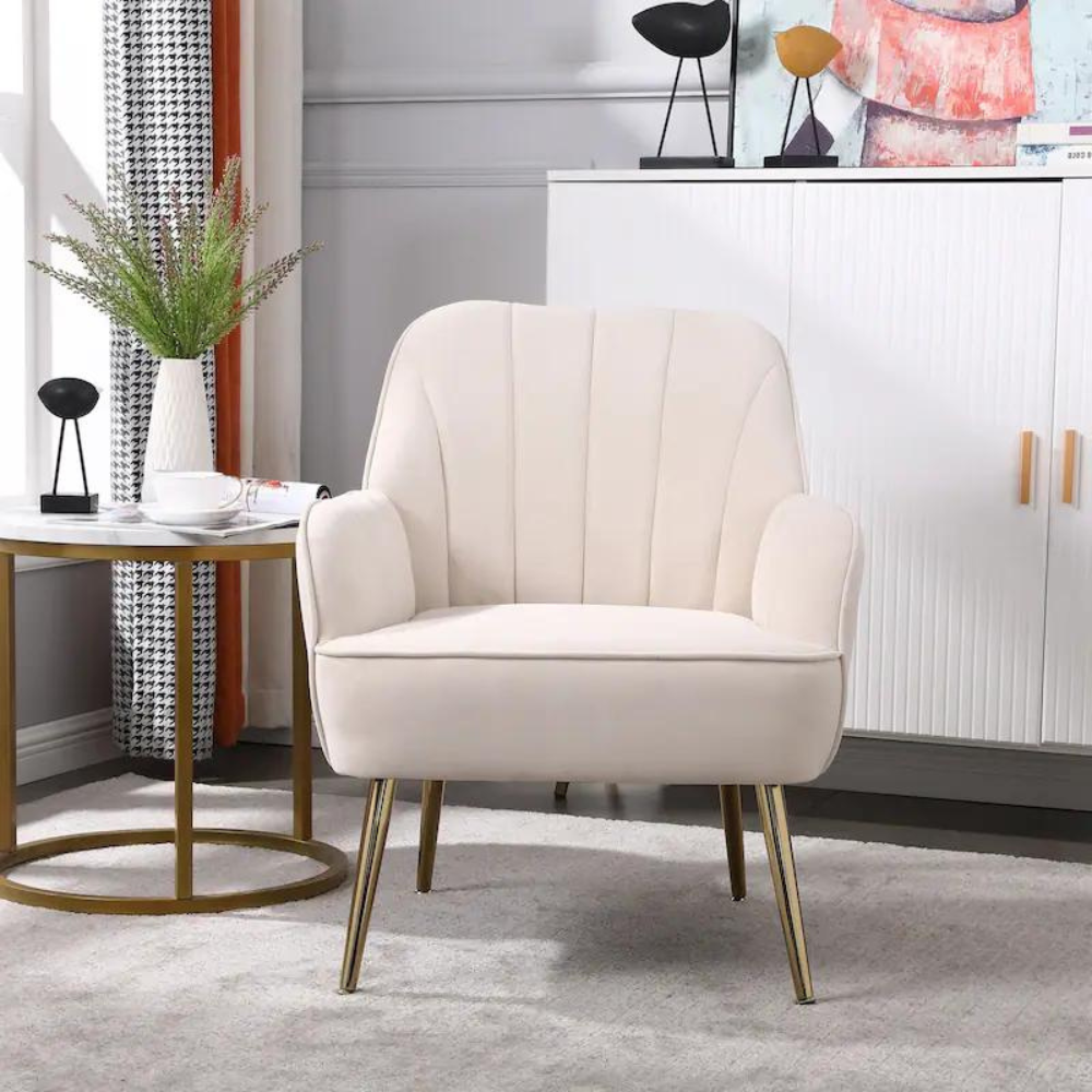 Mid Century Velvet Sherpa Armchair