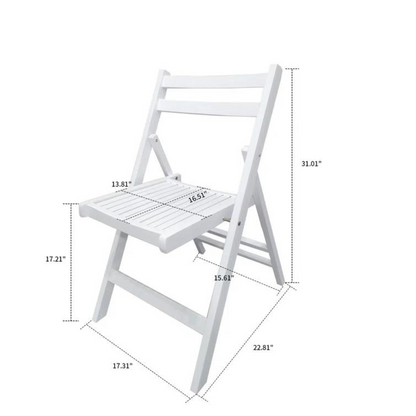 Set of 4 White Slatted Wood Folding Chairs