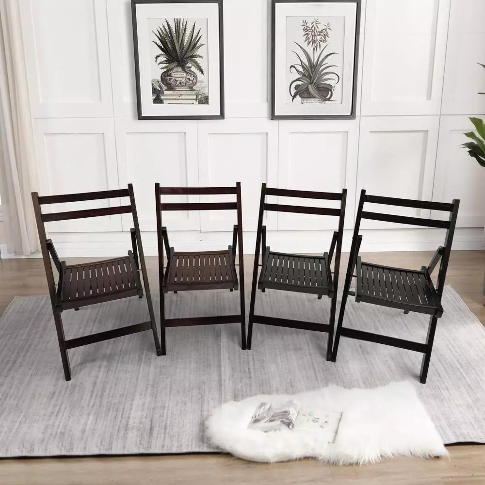 Set of 4 Cherry Wood Folding Chairs