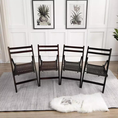 Set of 4 Cherry Wood Folding Chairs