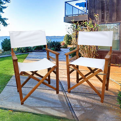Set of 2 Wooden Director Chairs with Canvas Seats