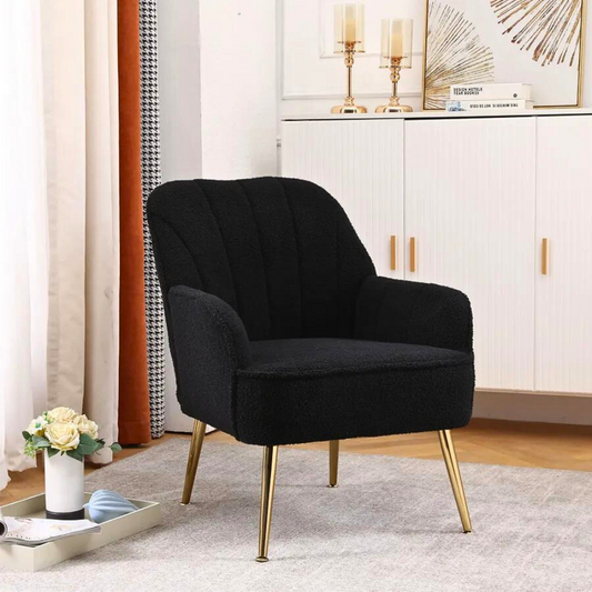 Modern Mid Century Chair velvet Sherpa Armchair for Living Room Bedroom Office Easy Assemble
