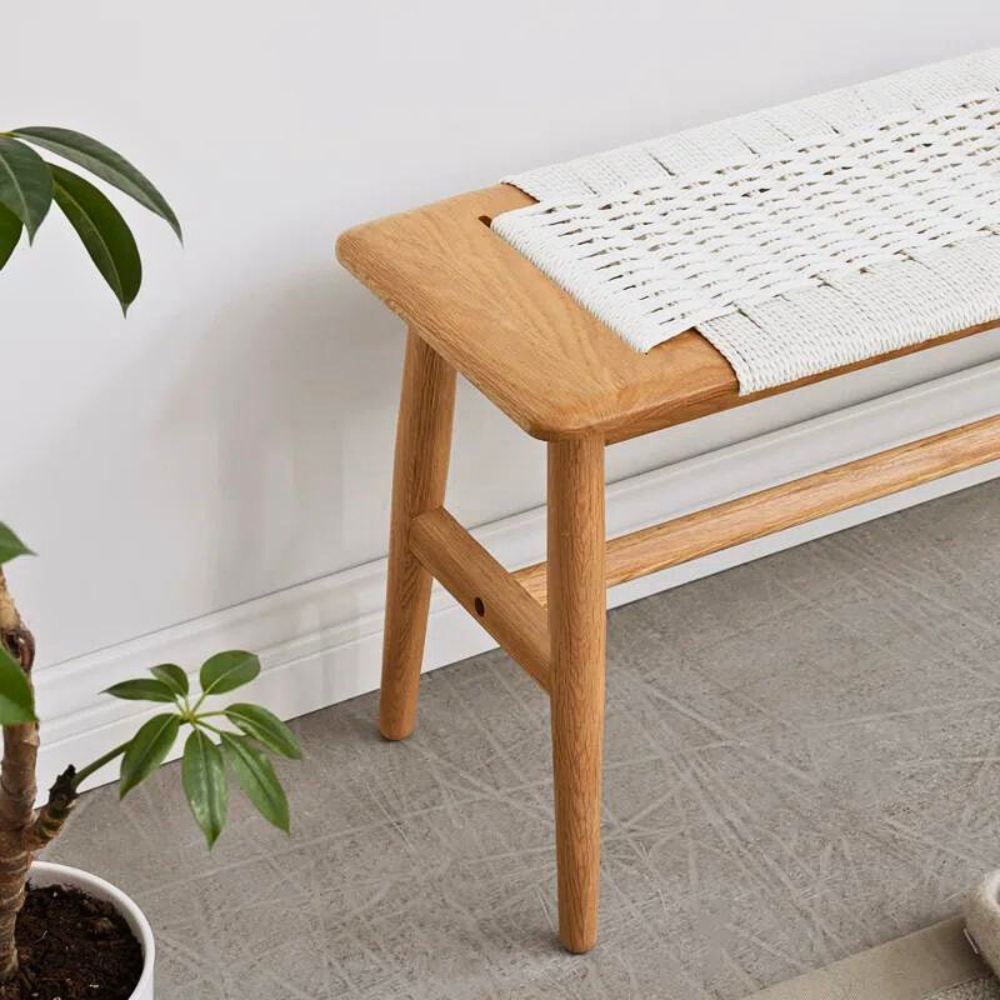 Modern Natural Oak Wood Dining Bench for Elegant Room Décor