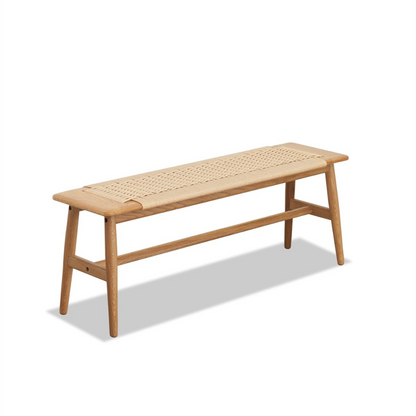 Stylish Woven Natural Oak Wood Dining Bed Bench