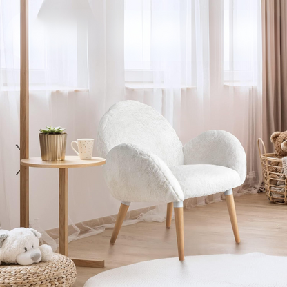 Stylish Beech Wood and Imitation Lamb Fabric Sofa Chair