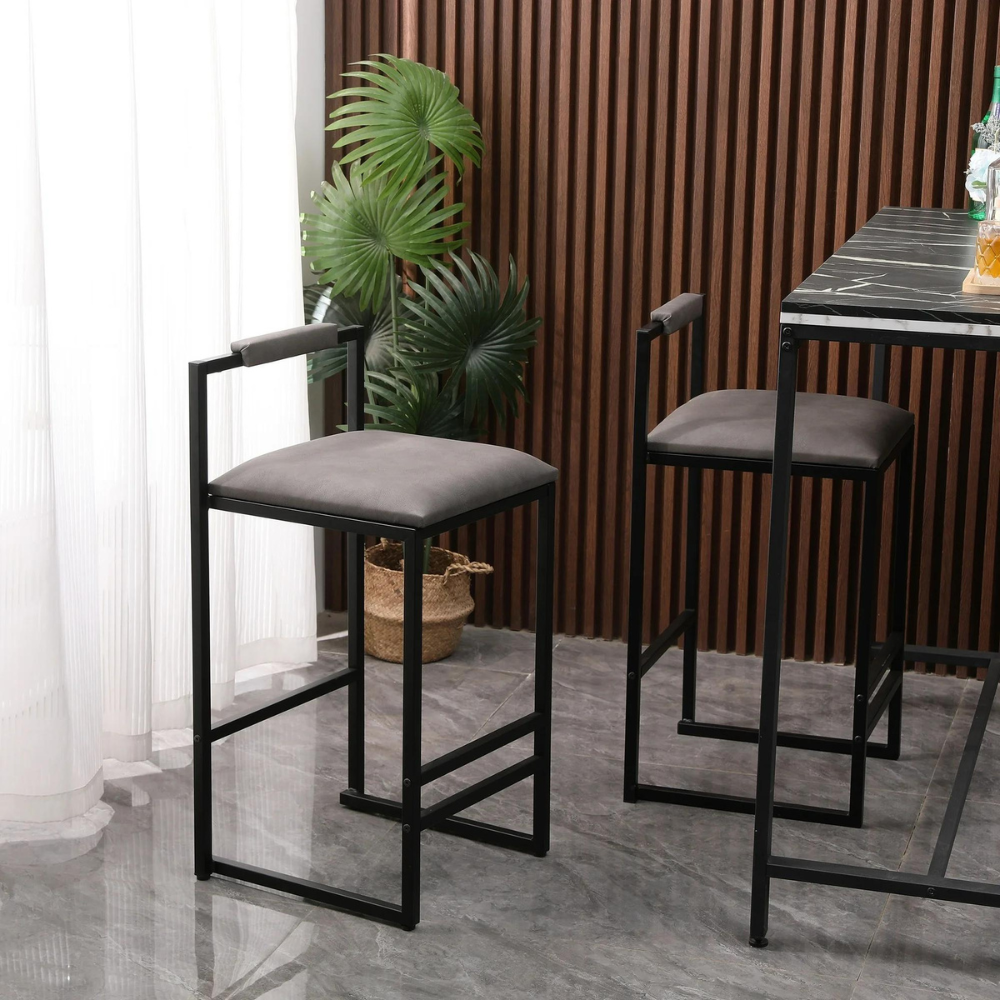 Set of 2 Modern Counter Height Barstools with Armless Design
