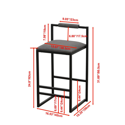Set of 2 Modern Counter Height Barstools with Armless Design