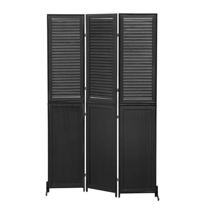 6ft Wood Room Divider Privacy Screen Black