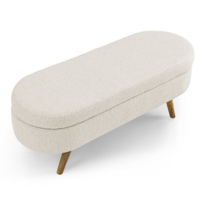 Ottoman Beige Oval Storage Bench