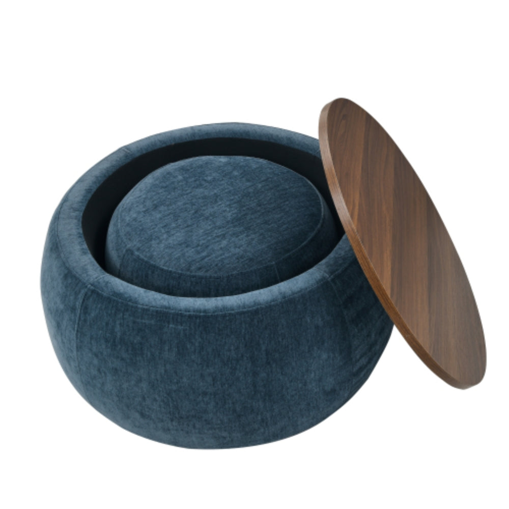 Round Storage Ottoman 2 in 1 Function End table and Ottoman
