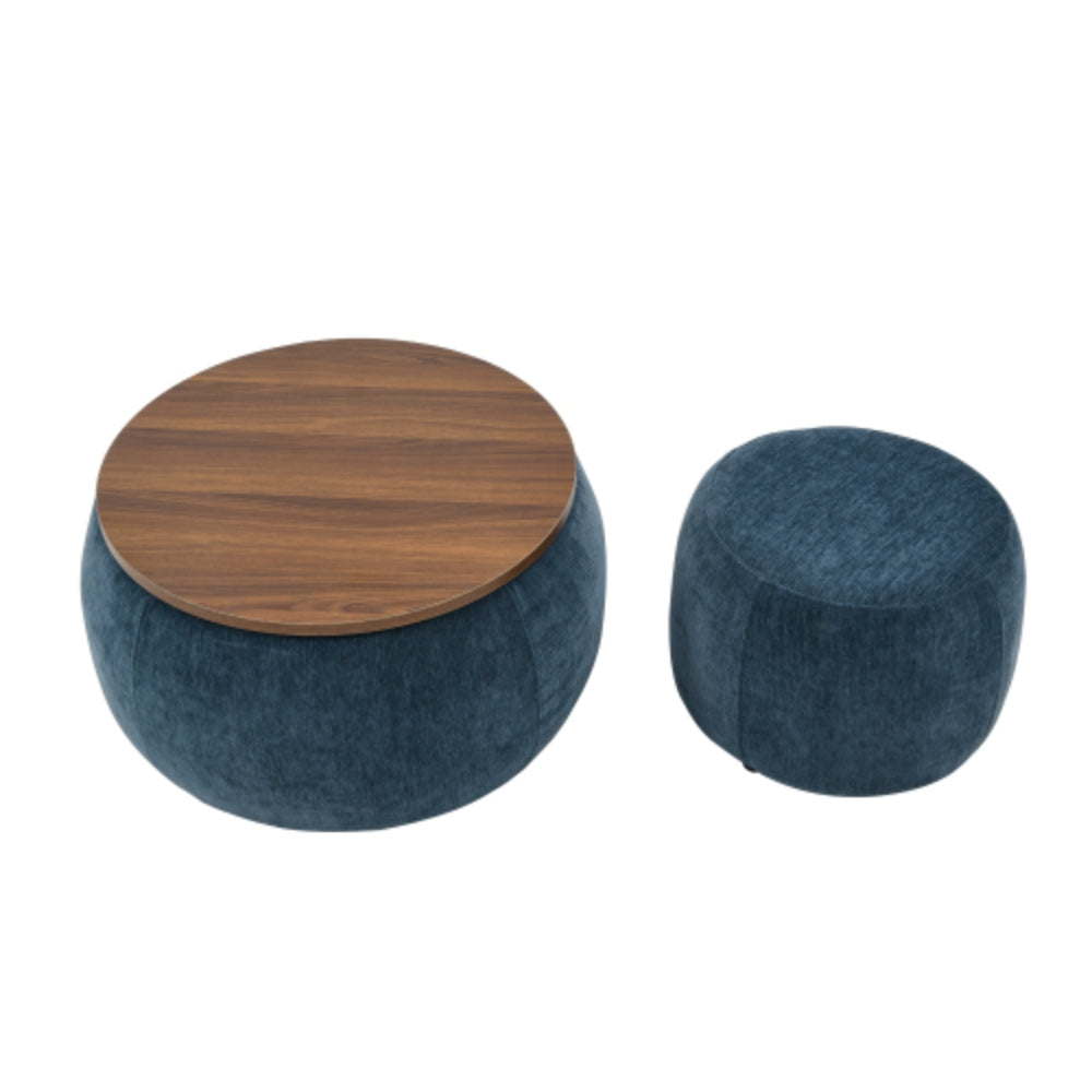 Round Storage Ottoman 2 in 1 Function End table and Ottoman