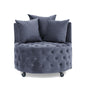 Velvet Upholstered Swivel Chair with Button Tufted Design and Movable Wheels