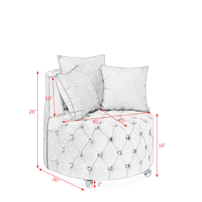 Velvet Upholstered Swivel Chair with Button Tufted Design and Movable Wheels