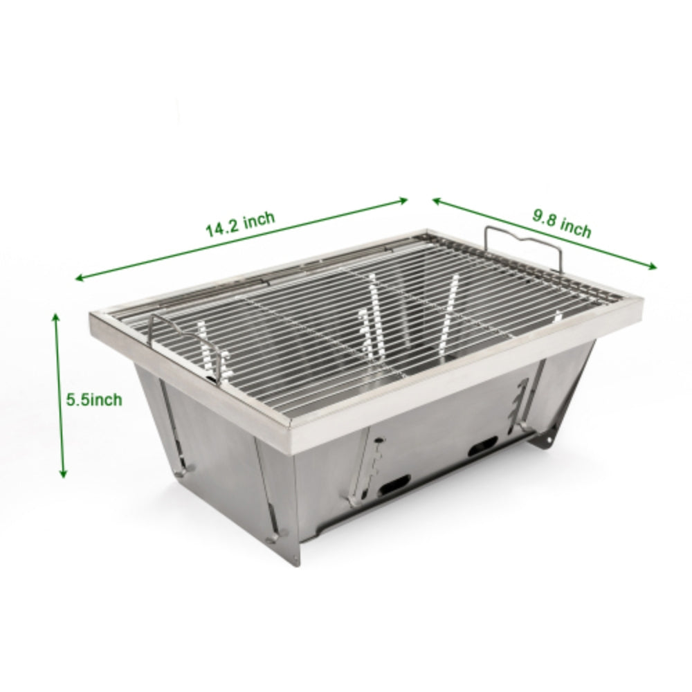 Foldable Outdoor Charcoal BBQ Grill Set for Picnics Patios and Camping