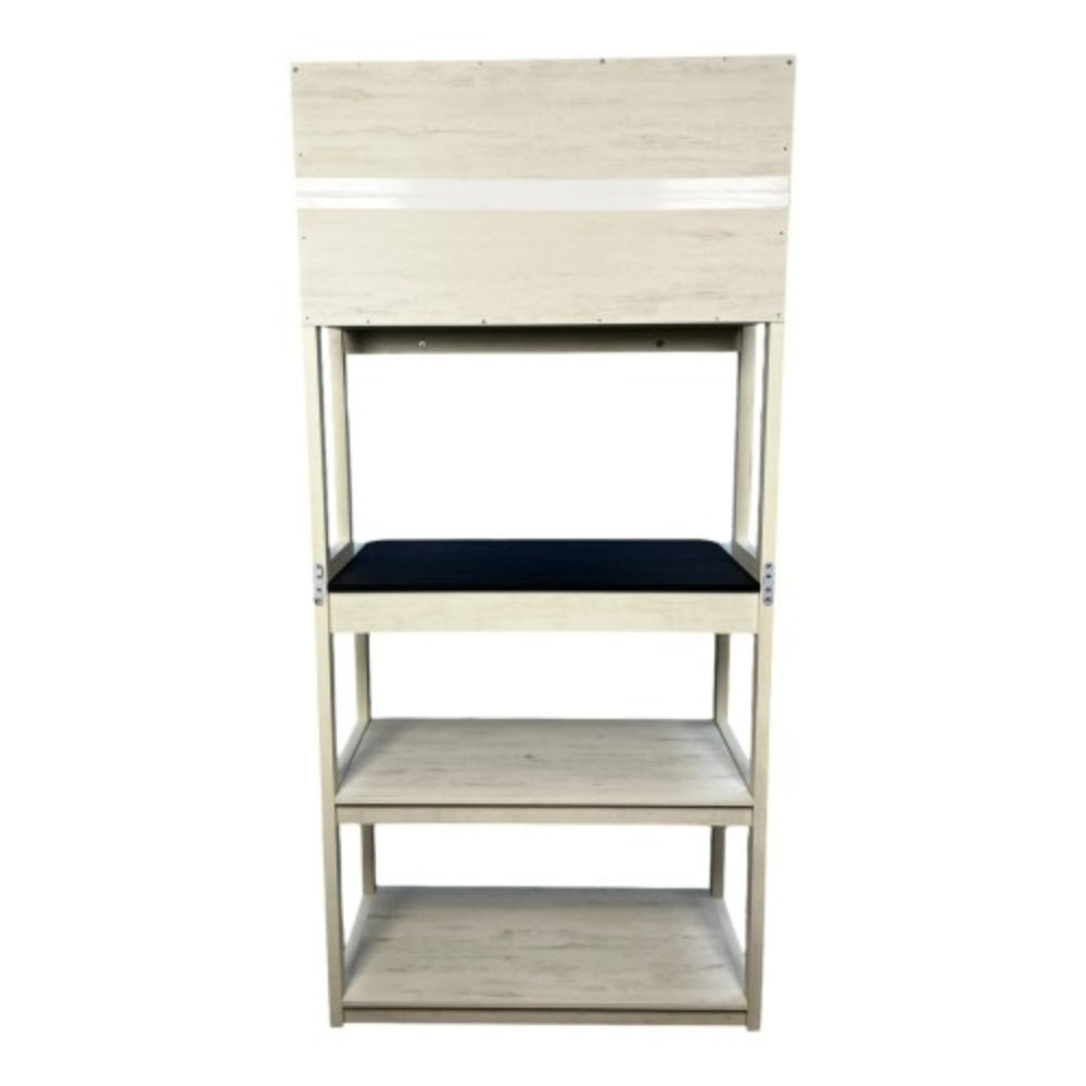 5 Tier White and Black Bakers Rack for Kitchen with Storage and Coffee Bar