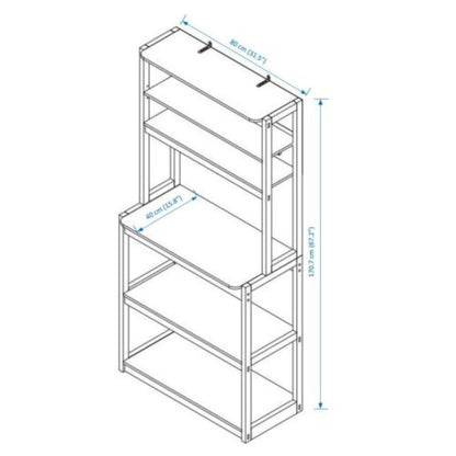5 Tier White and Black Bakers Rack for Kitchen with Storage and Coffee Bar